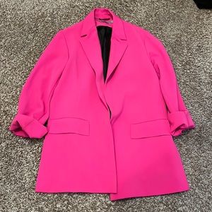Loosely fit hot pink blazer
